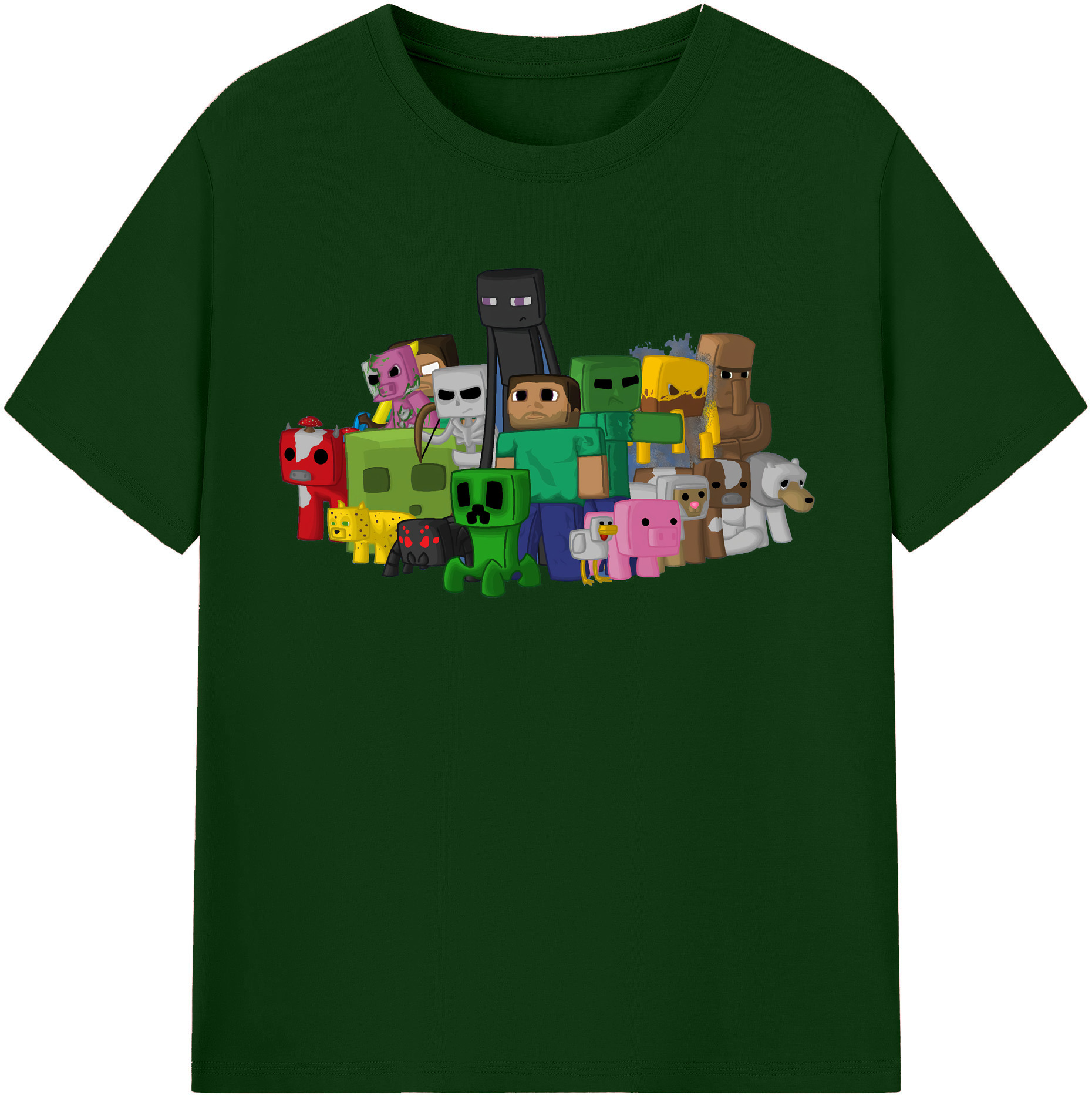（画像用） マインクラフト ブロックの世界 Minecraft MC Block world 綿100％半袖Tシャツ（フロントプリント）